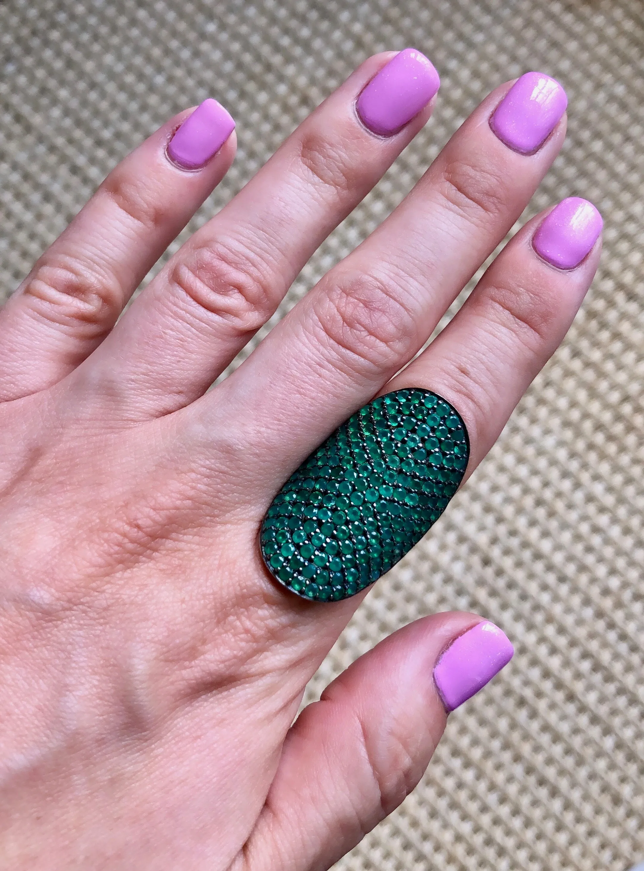 Green Onyx Shield Ring