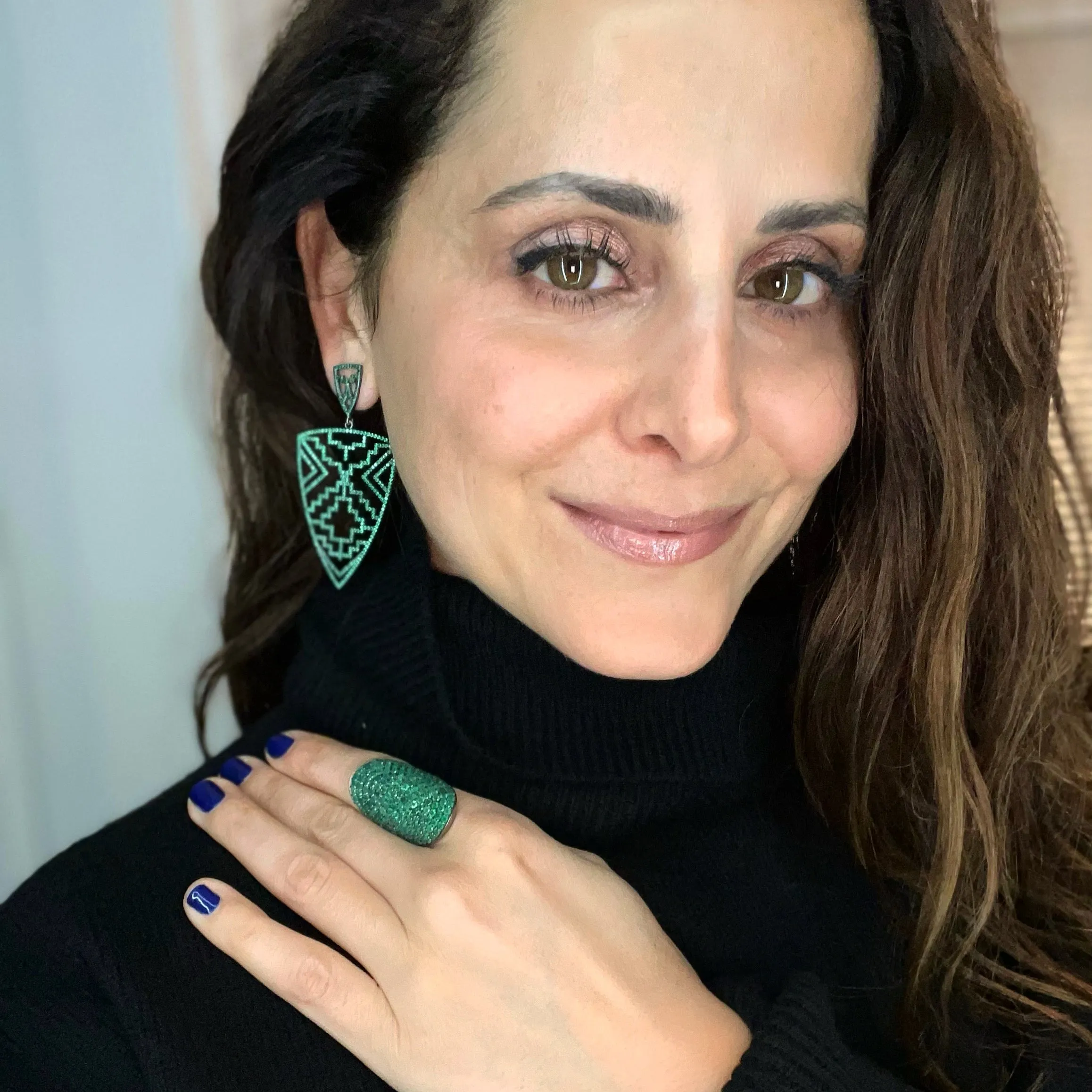 Green Onyx Shield Ring