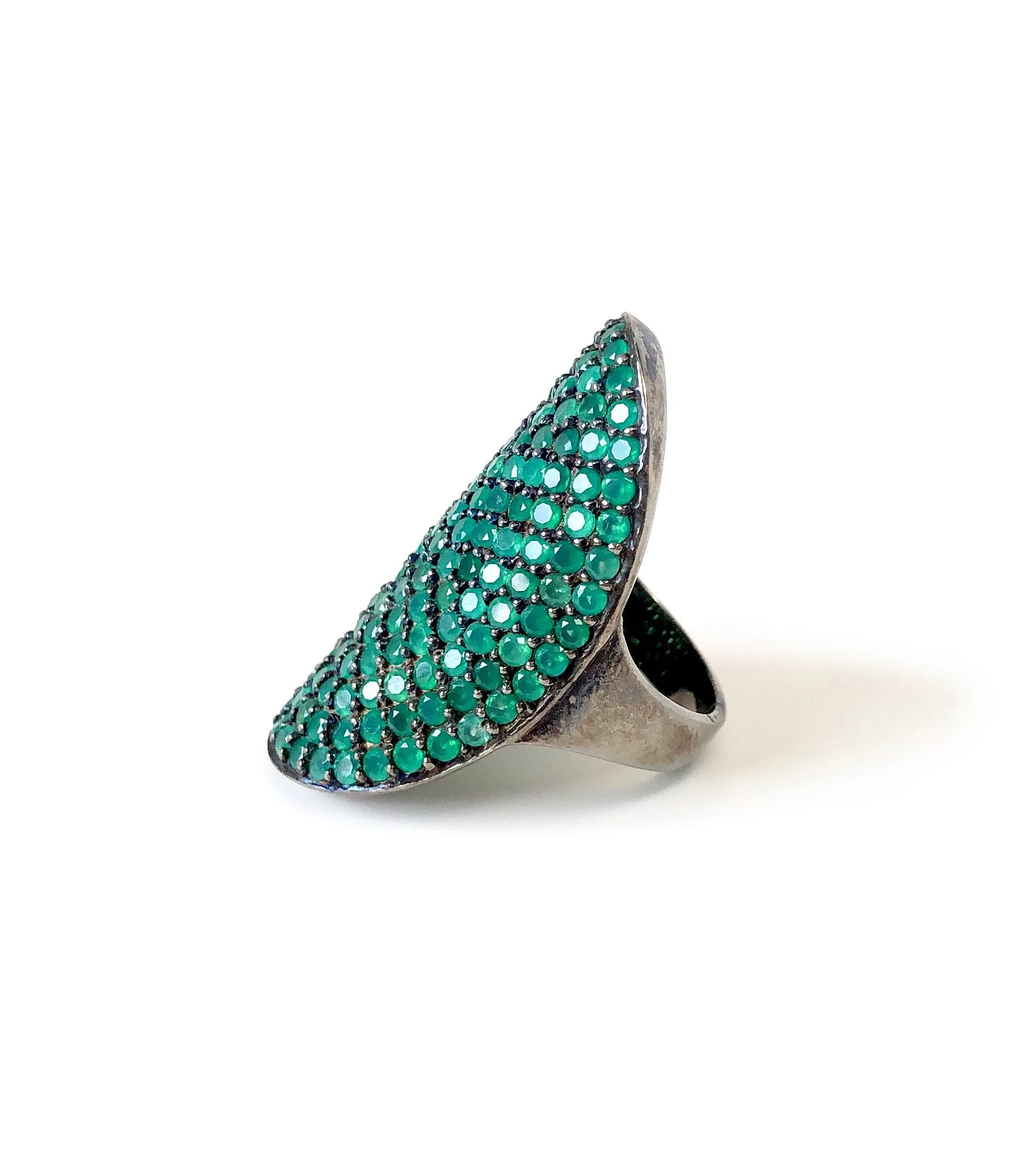 Green Onyx Shield Ring