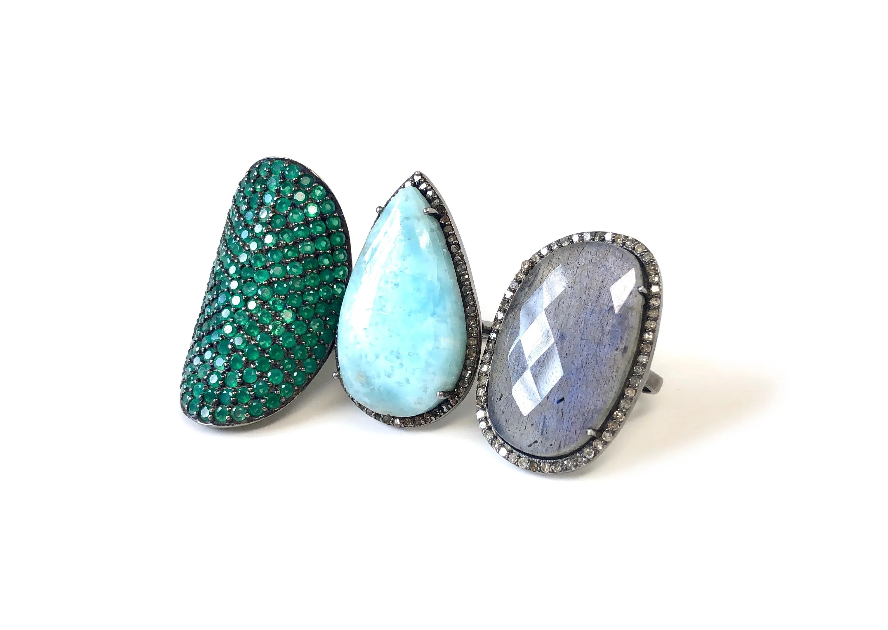 Green Onyx Shield Ring
