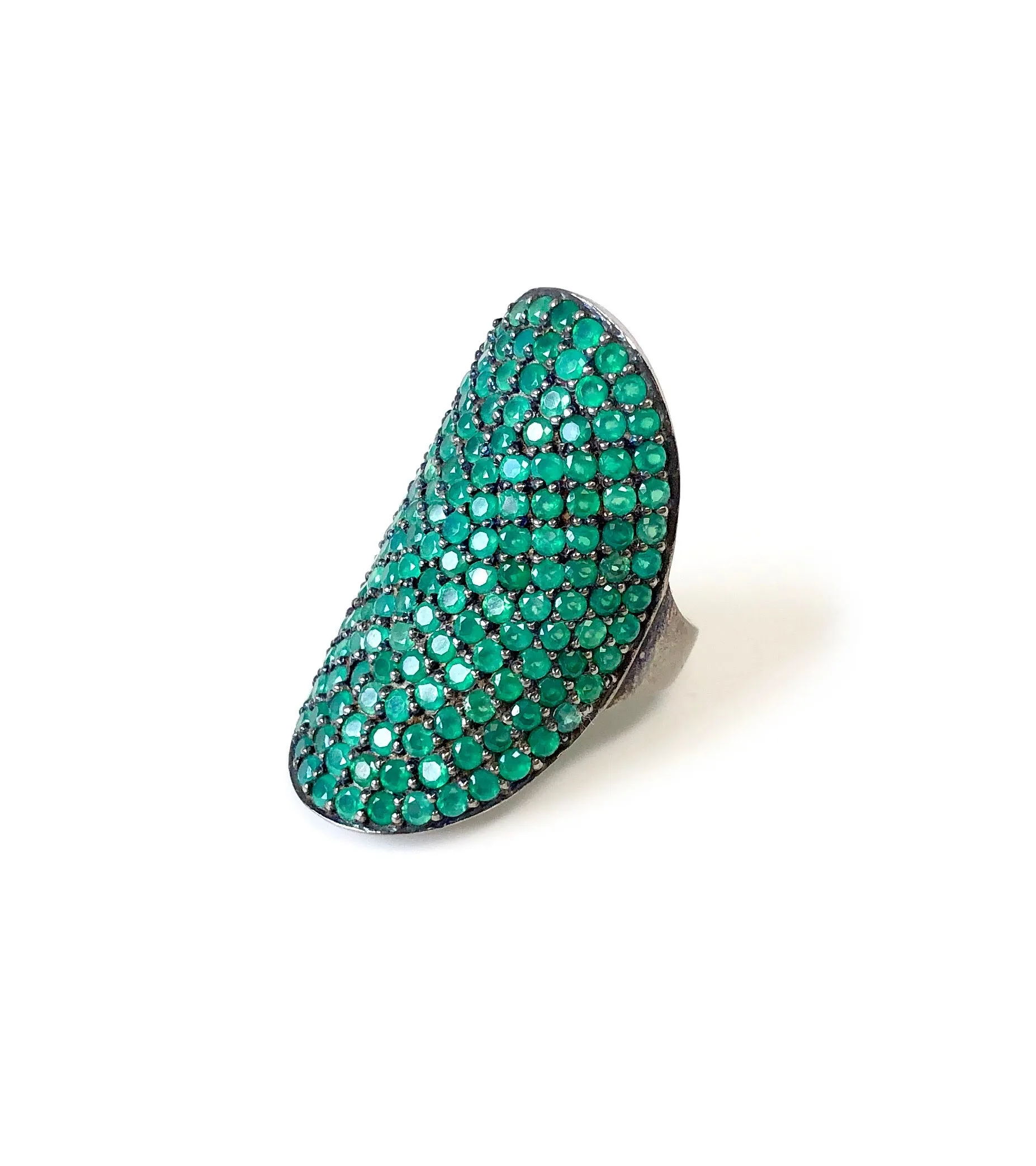 Green Onyx Shield Ring