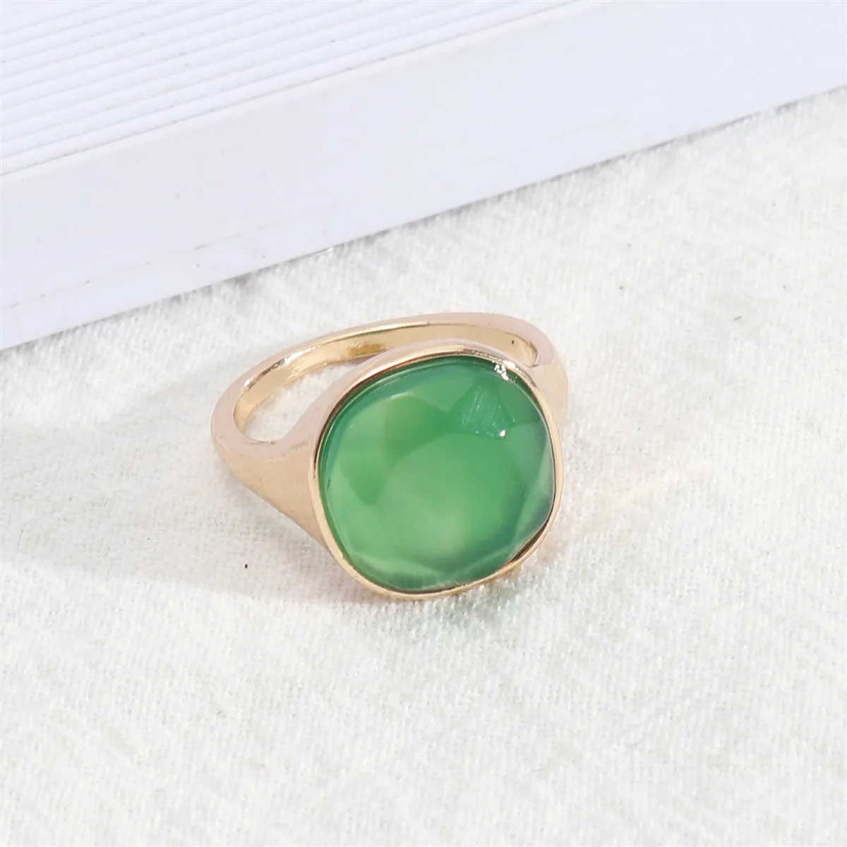 Green Quartz & 18K Gold-Plated Cushion-Cut Ring