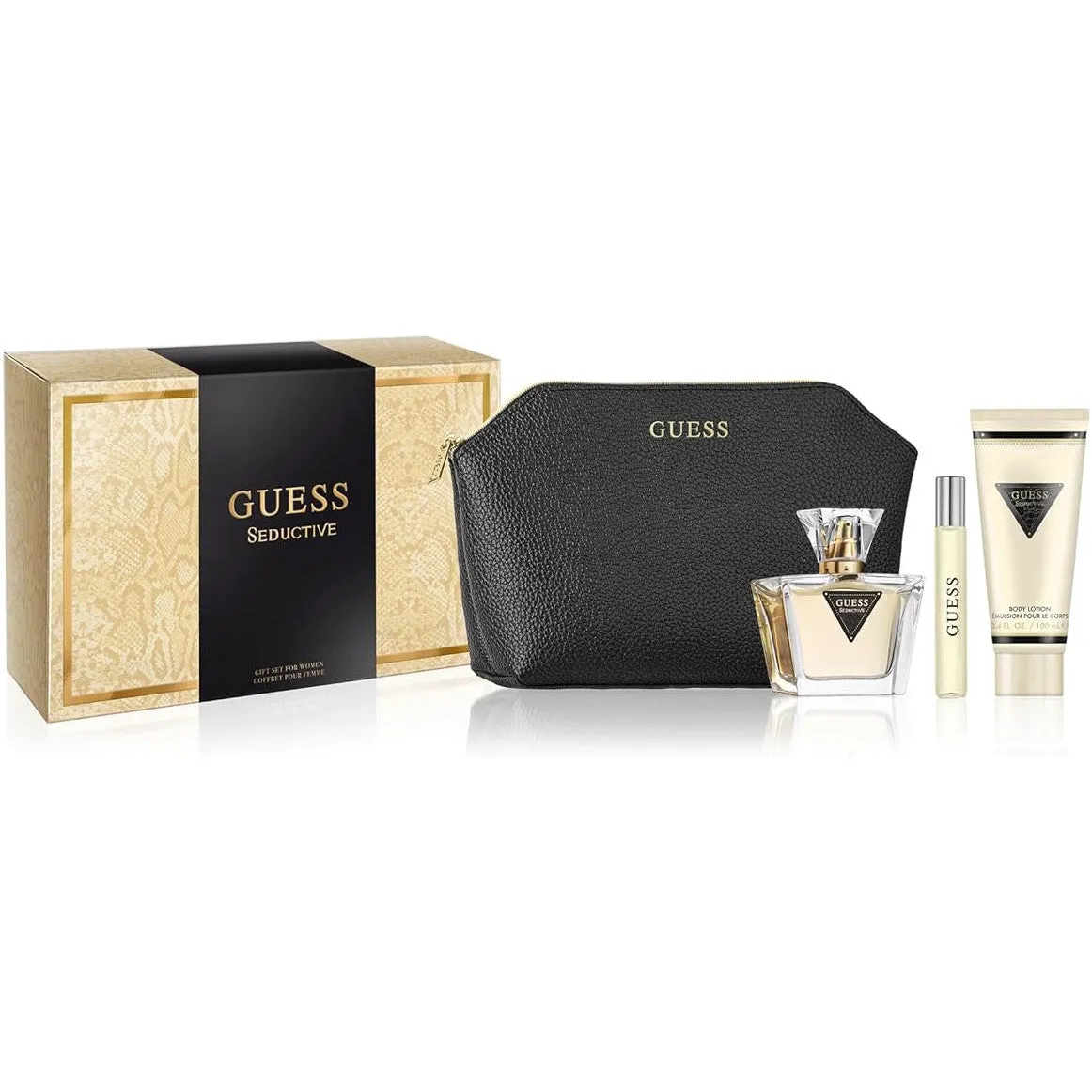 Guess Seductive Women Set EDT 75ml  EDT 15ml Travel Spray   Body Lotion 100ml   Pouch For Women