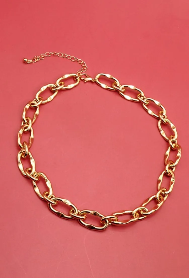 Hammered Link Chain Necklace