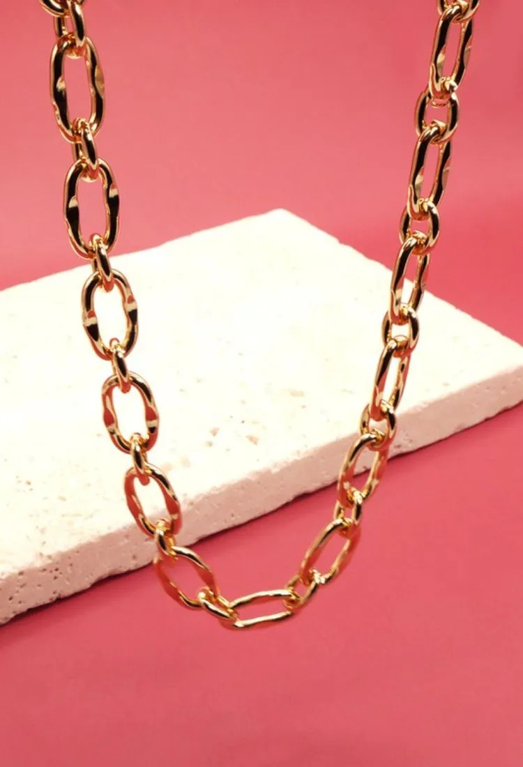 Hammered Link Chain Necklace