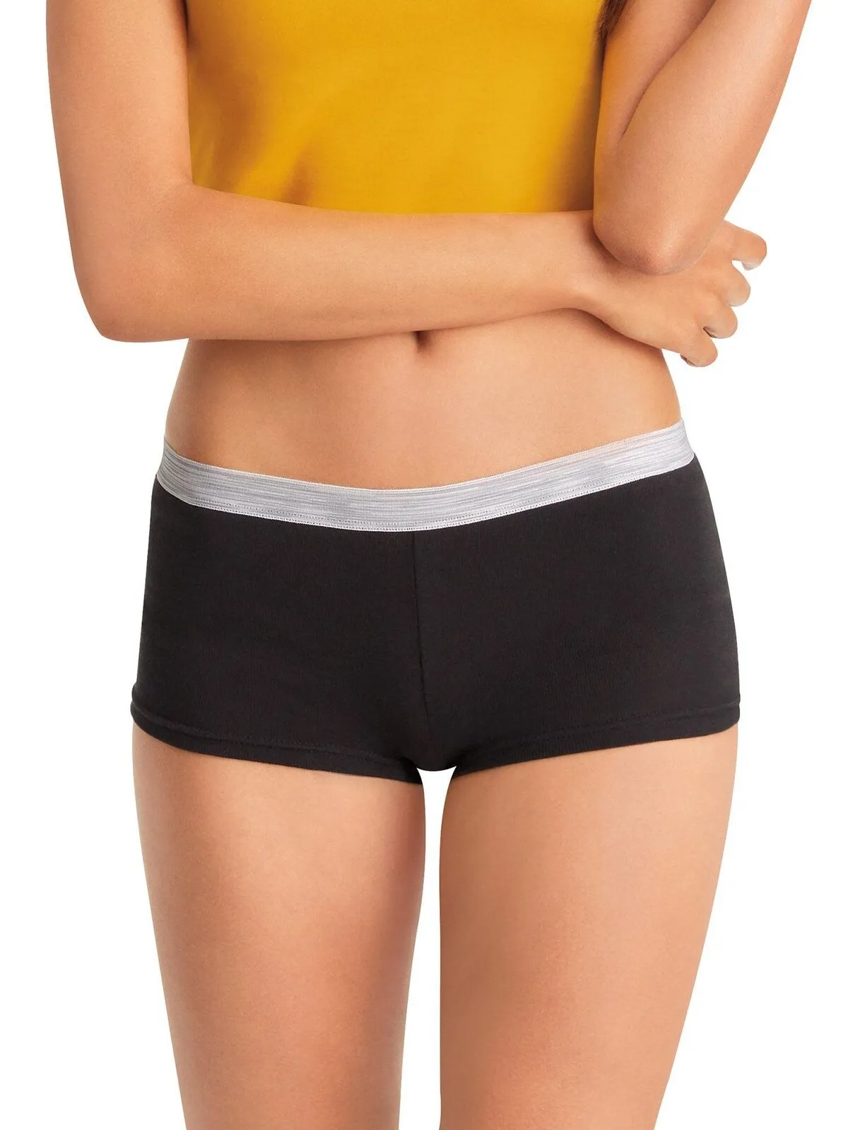 Hanes Women's Cotton Sporty 6pk Boy Shorts P649SC