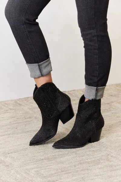 Hazel Blues® |  East Lion Corp Rhinestone Ankle Cowboy Boots