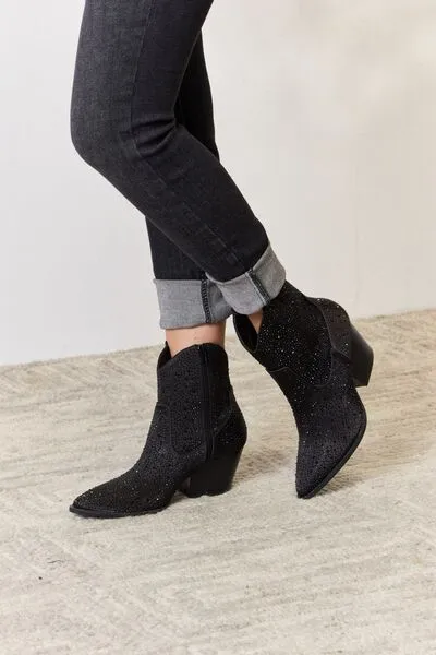 Hazel Blues® |  East Lion Corp Rhinestone Ankle Cowboy Boots