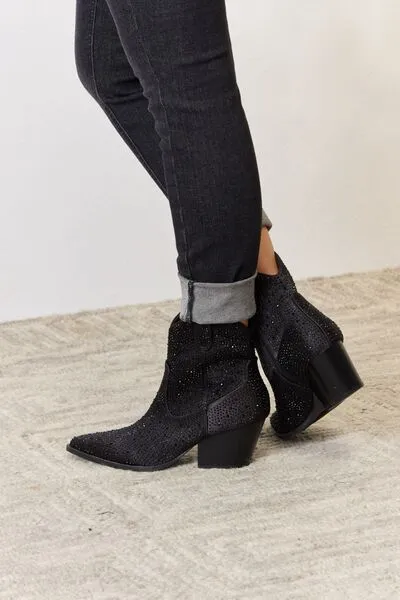 Hazel Blues® |  East Lion Corp Rhinestone Ankle Cowboy Boots