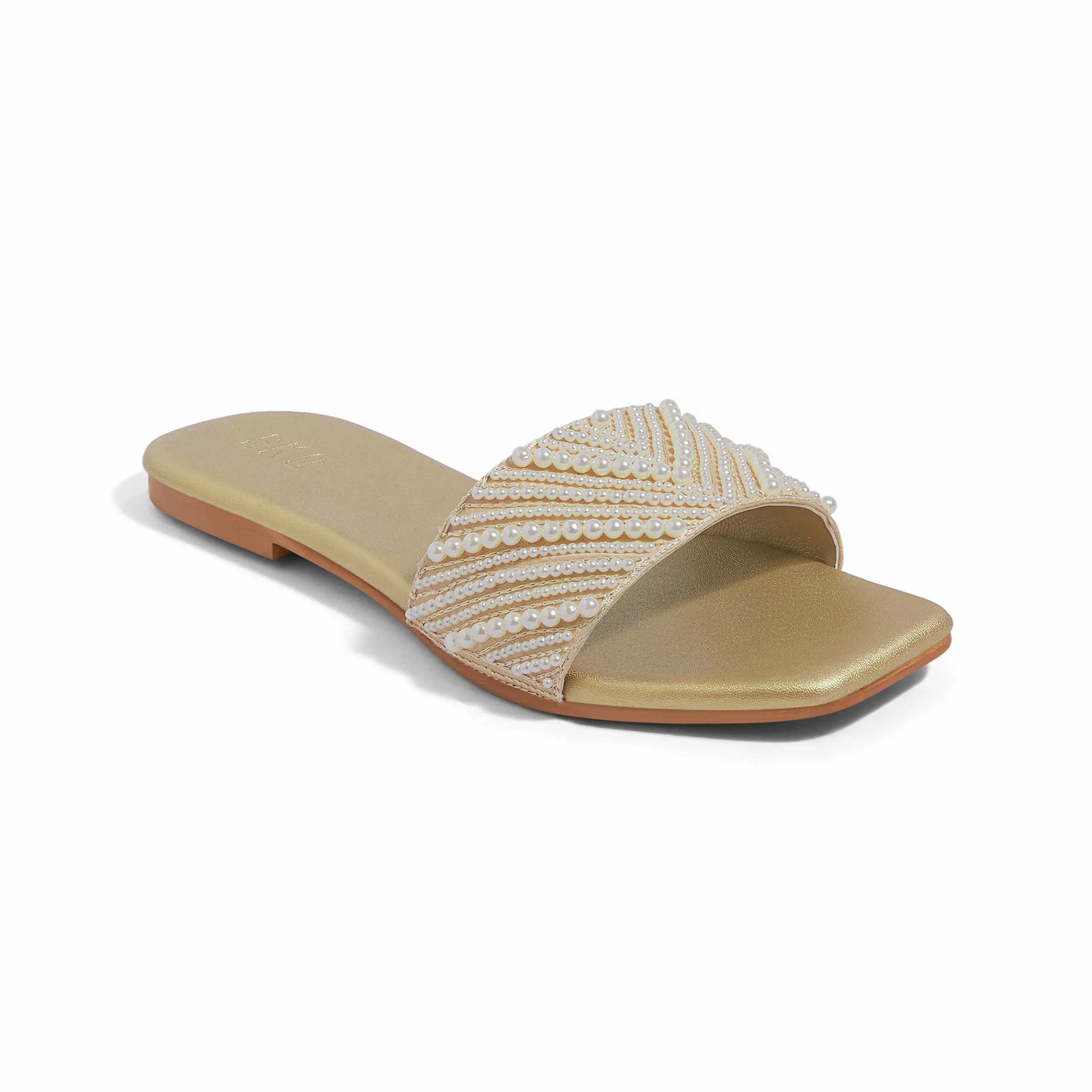 Helmi Gold Flat Sandals For Women