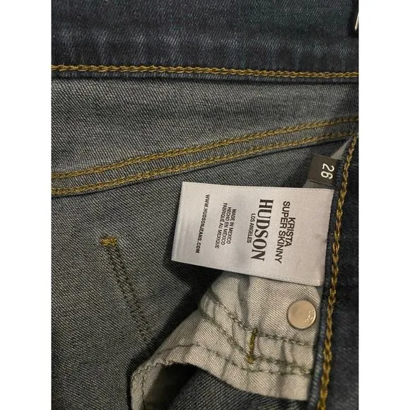 Hudson Women's Krista Super Skinny Jeans US 26 Dark Wash Blue Denim Slim Stretch