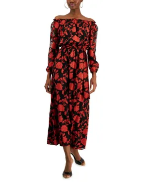 Inc International Concepts Women's Floral-Print Off-The-Shoulder Maxi Dress