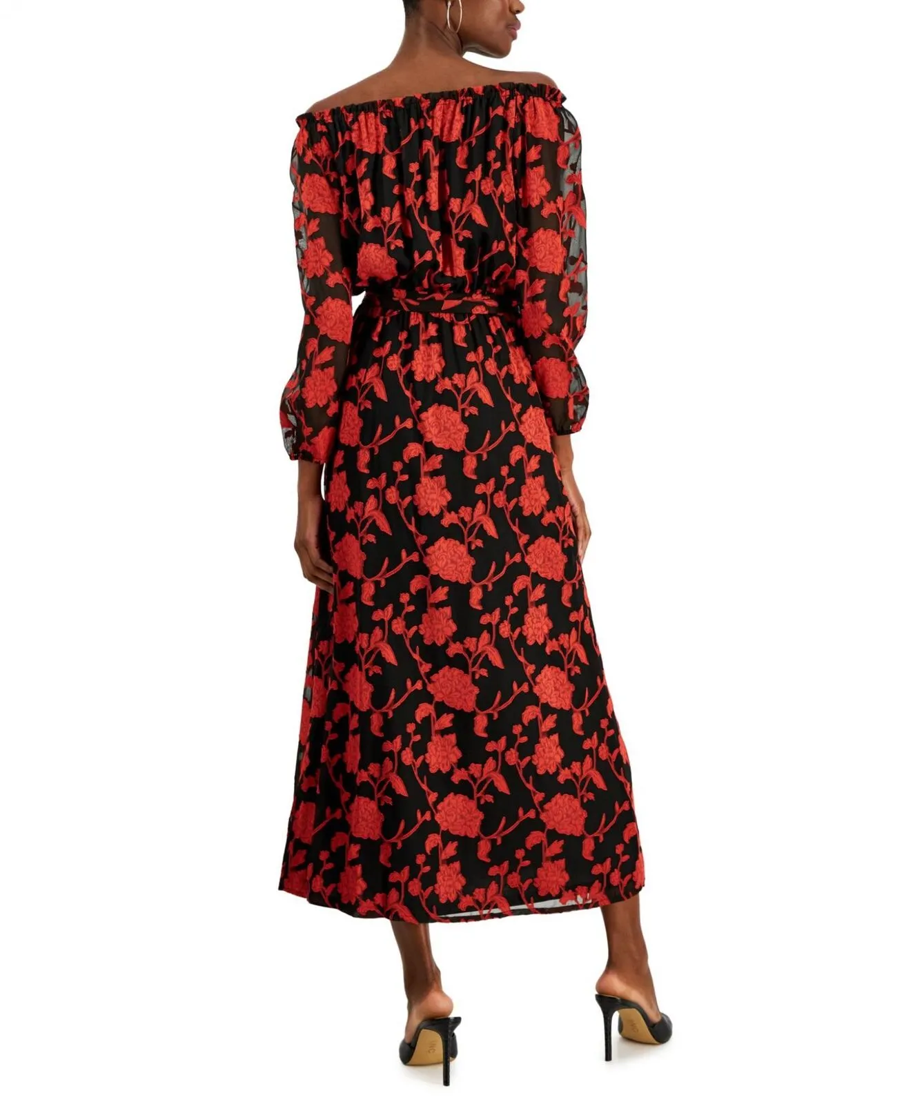 Inc International Concepts Women's Floral-Print Off-The-Shoulder Maxi Dress