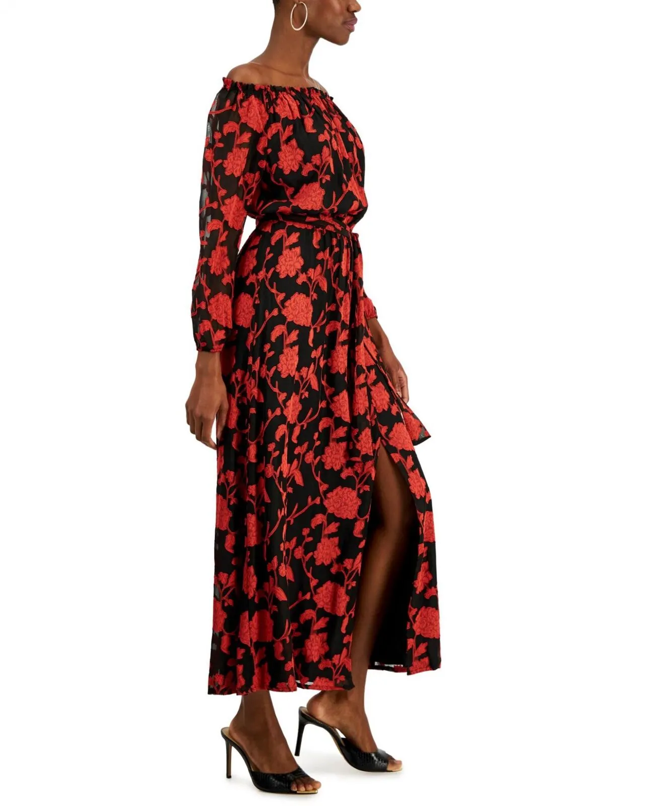 Inc International Concepts Women's Floral-Print Off-The-Shoulder Maxi Dress