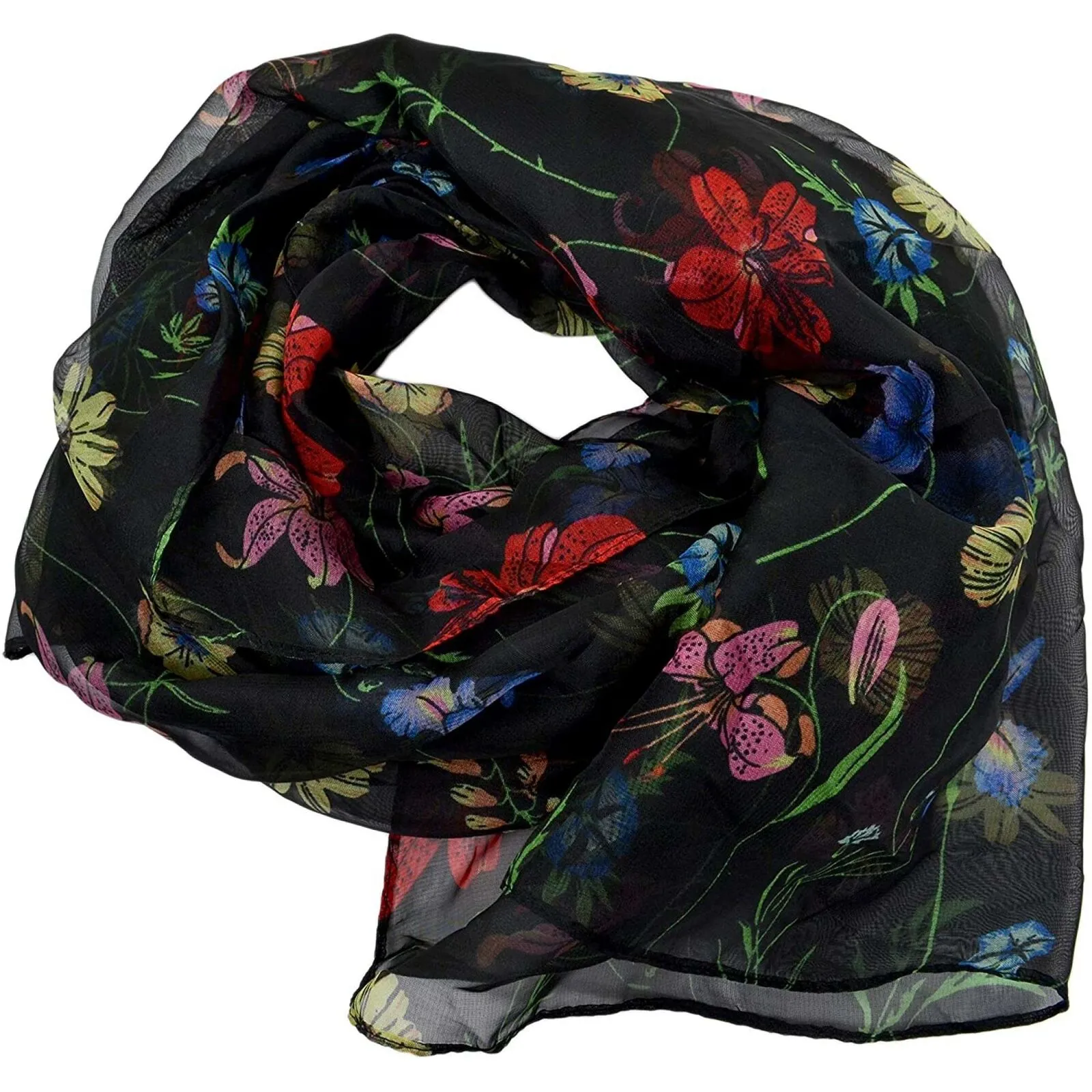 INC International Concepts Women's Sheer Botanical Floral Wrap Scarf