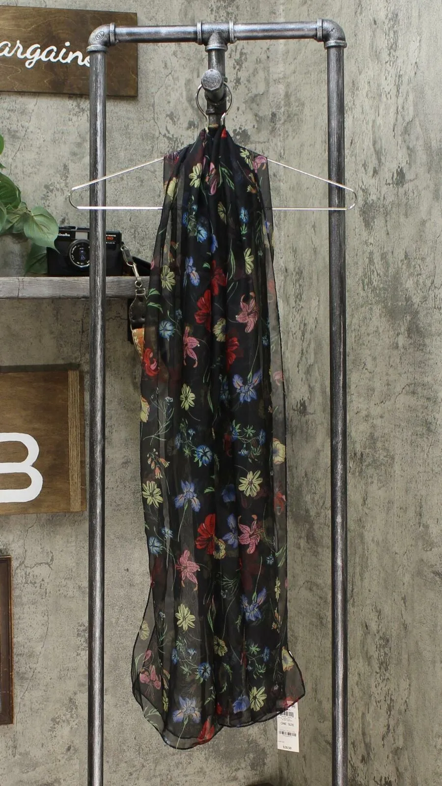 INC International Concepts Women's Sheer Botanical Floral Wrap Scarf