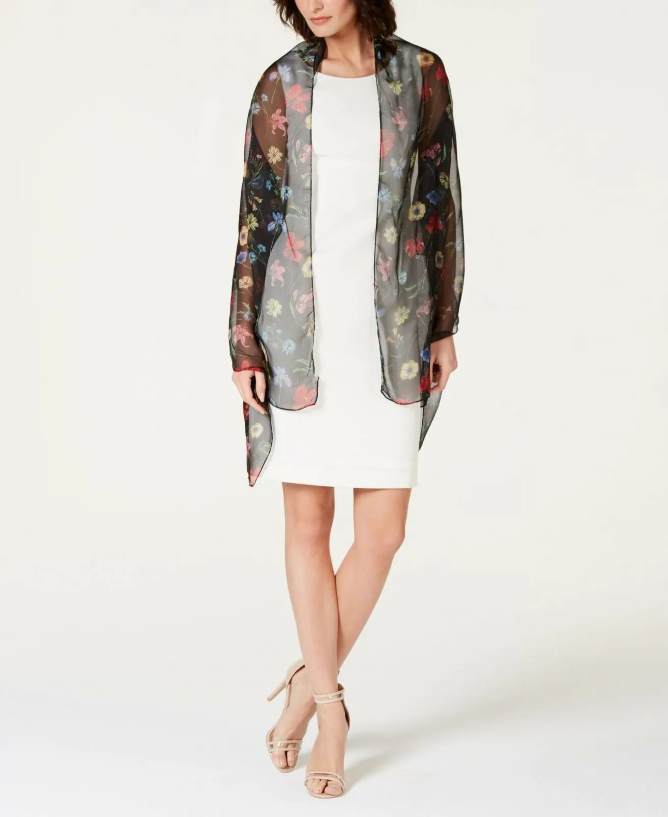 INC International Concepts Women's Sheer Botanical Floral Wrap Scarf