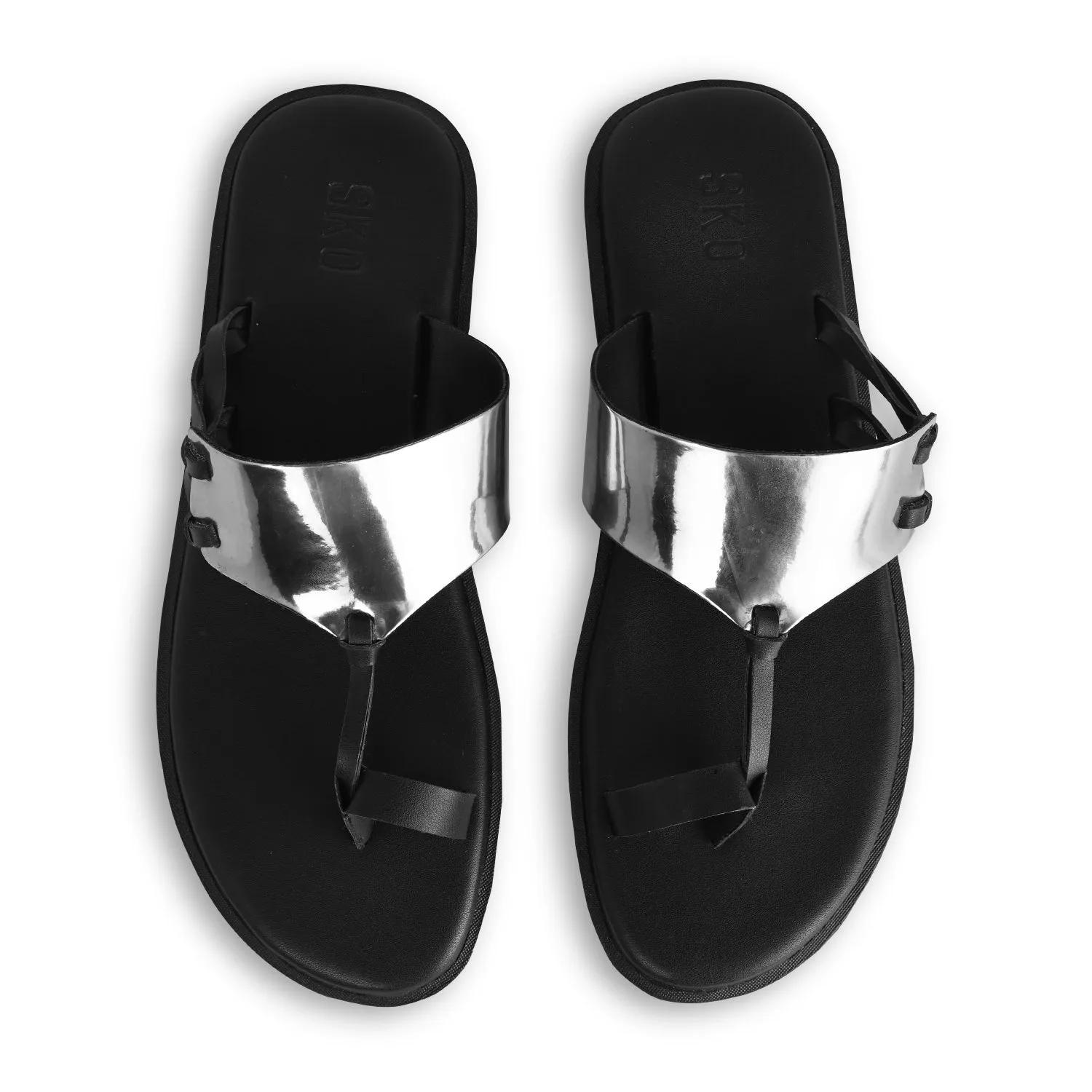 Indy Silver Kolhapuri Slippers For Men