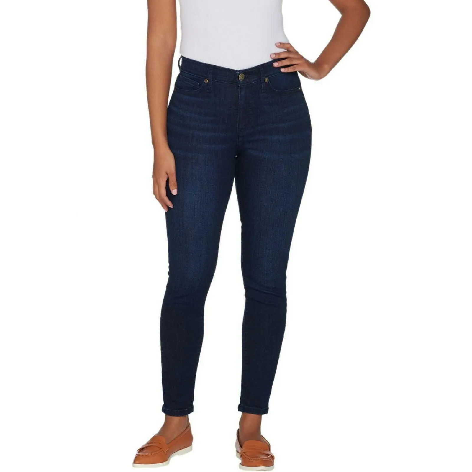 Isaac Mizrahi Live! Women's Petite TRUE DENIM 5-Pocket Ankle Jeans
