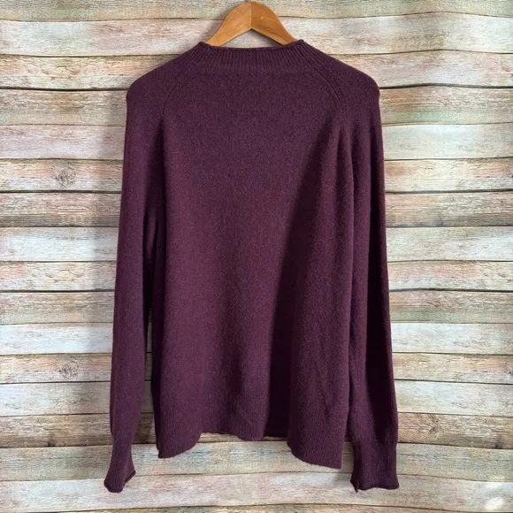 J. Crew Women's Maroon Red Rollneck Sweater in Softspun Wool Alpaca Blend Size L