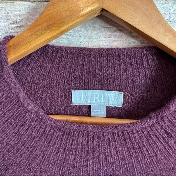 J. Crew Women's Maroon Red Rollneck Sweater in Softspun Wool Alpaca Blend Size L