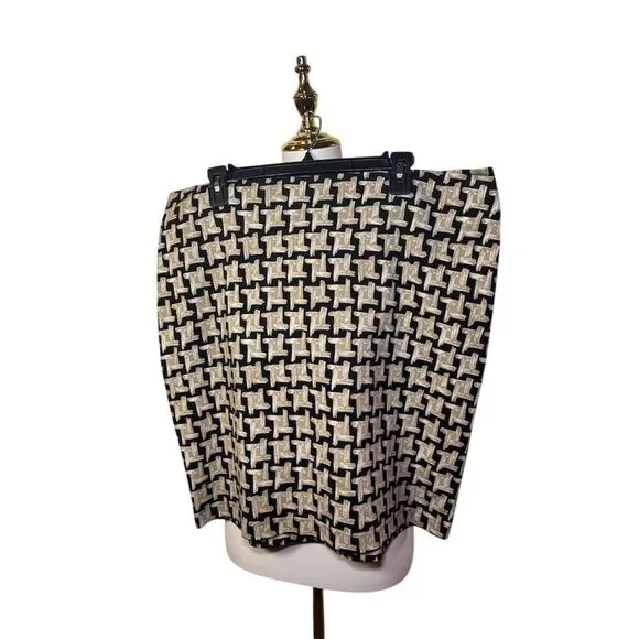J. McLaughlin Women's Size 14 Geometric Pencil Skirt Knee Length