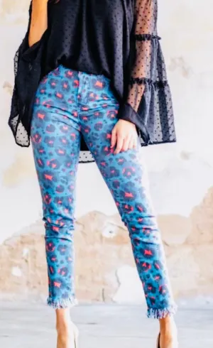 Jade & Orange Leopard Skinny Jeans