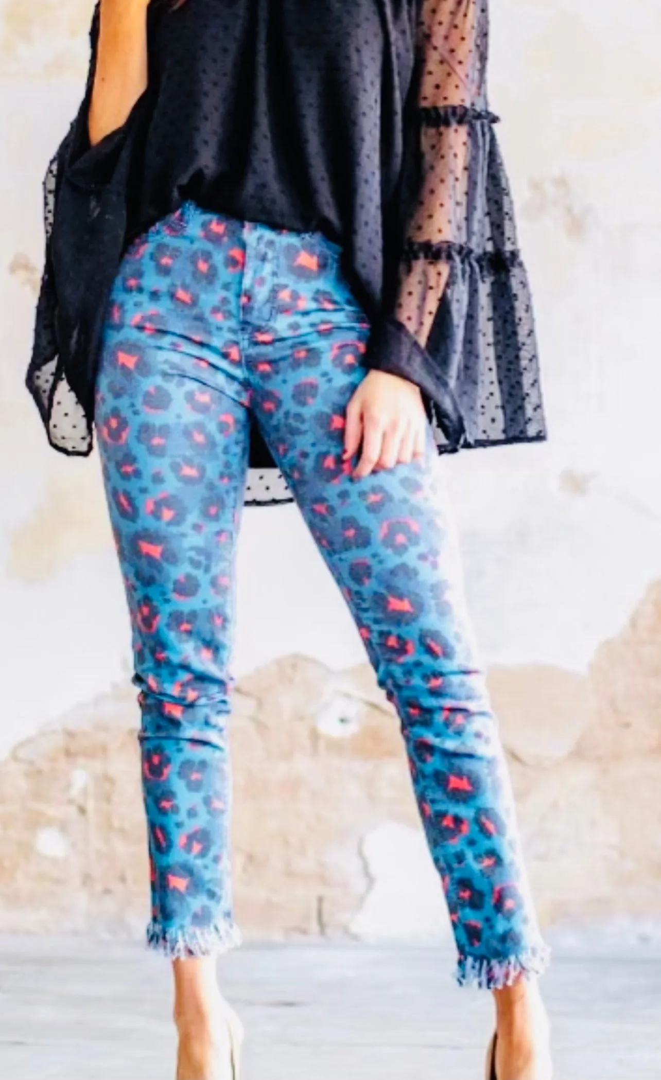 Jade & Orange Leopard Skinny Jeans