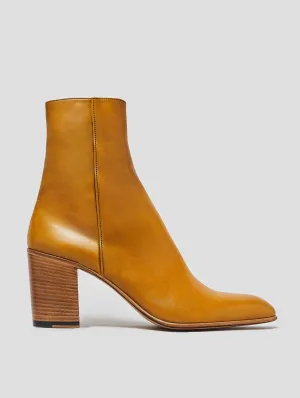 JANIS 80MM ANKLE BOOT IN MUSTARD CALFSKIN - Woman