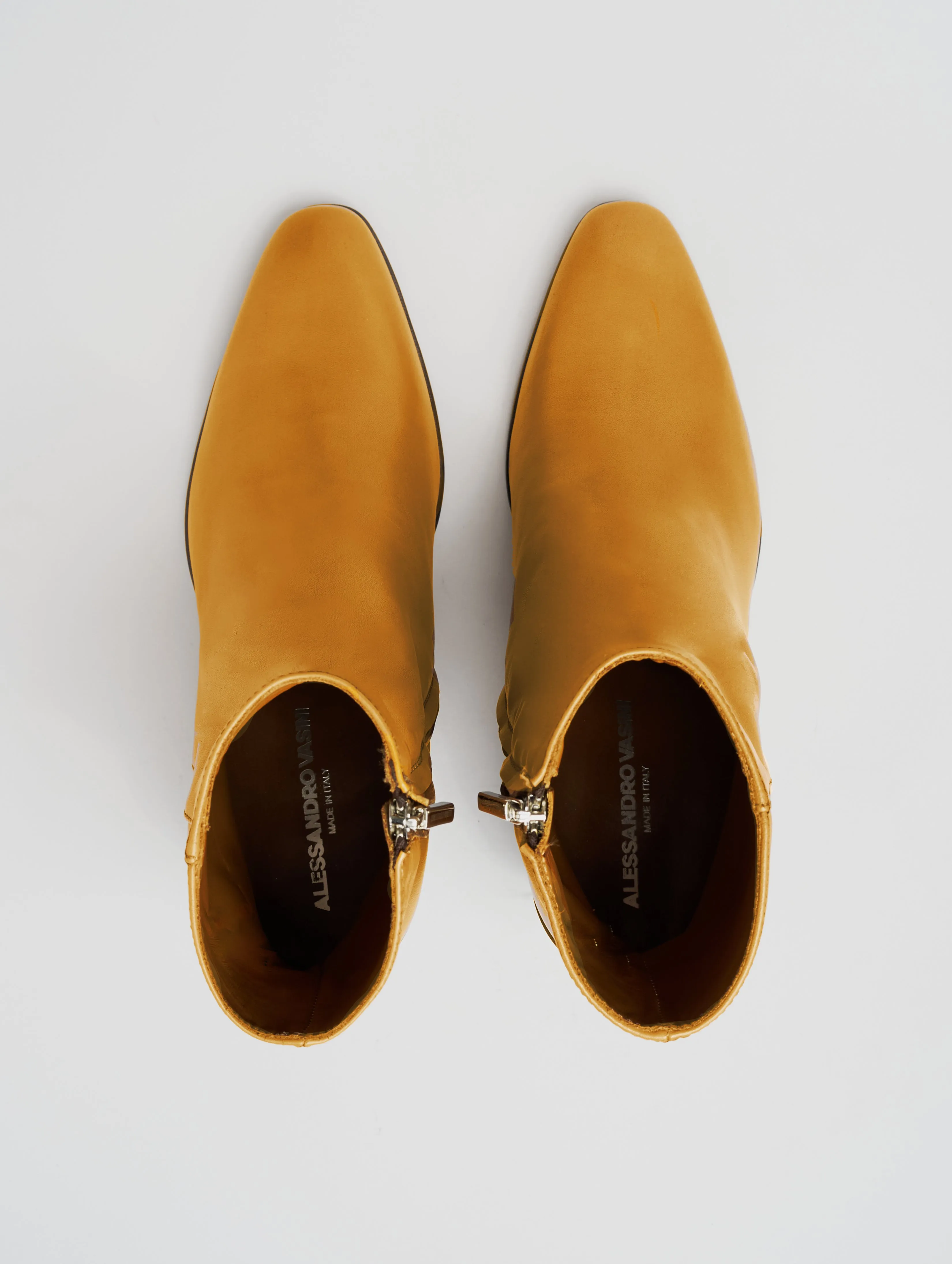 JANIS 80MM ANKLE BOOT IN MUSTARD CALFSKIN - Woman