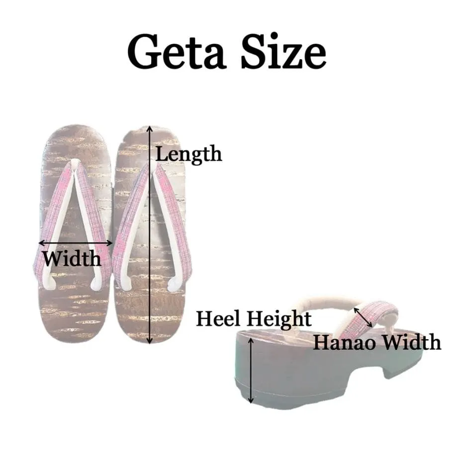 Japanese Women's Wooden Geta Sandals, Size M, Traditional with Floral Straps, Pink and Red