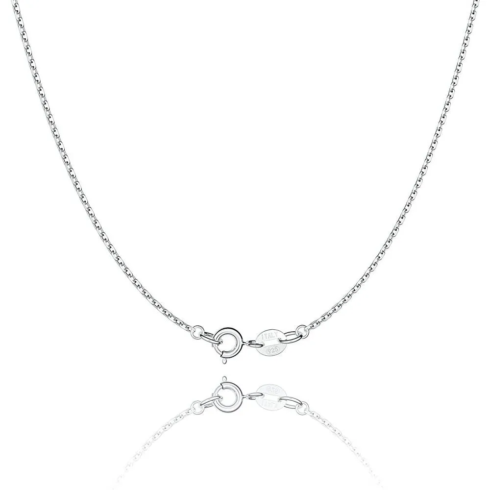Jewlpire 925 Sterling Silver Chain Necklace Chain for Women Girls 1.1mm Cable Chain Necklace Upgraded Spring-Ring Clasp - Thin & Sturdy - Italian Quality 16/18/20/22/24 Inch | Multiple Colors and Sizes