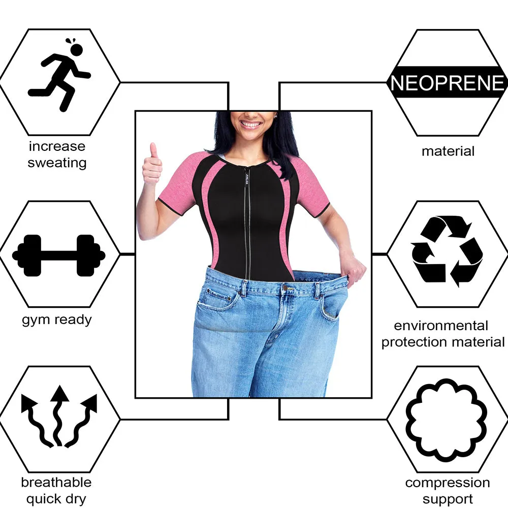 Junlan Women Neoprene Hot Sweat Workout T-shirt