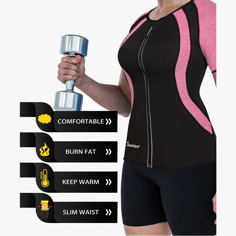 Junlan Women Neoprene Hot Sweat Workout T-shirt