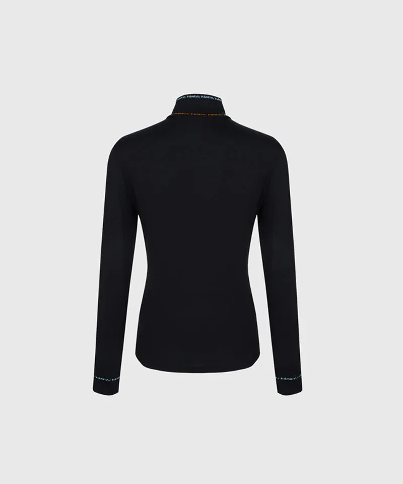 KANDIN High-Neck Long Sleeve T-Shirt - Black