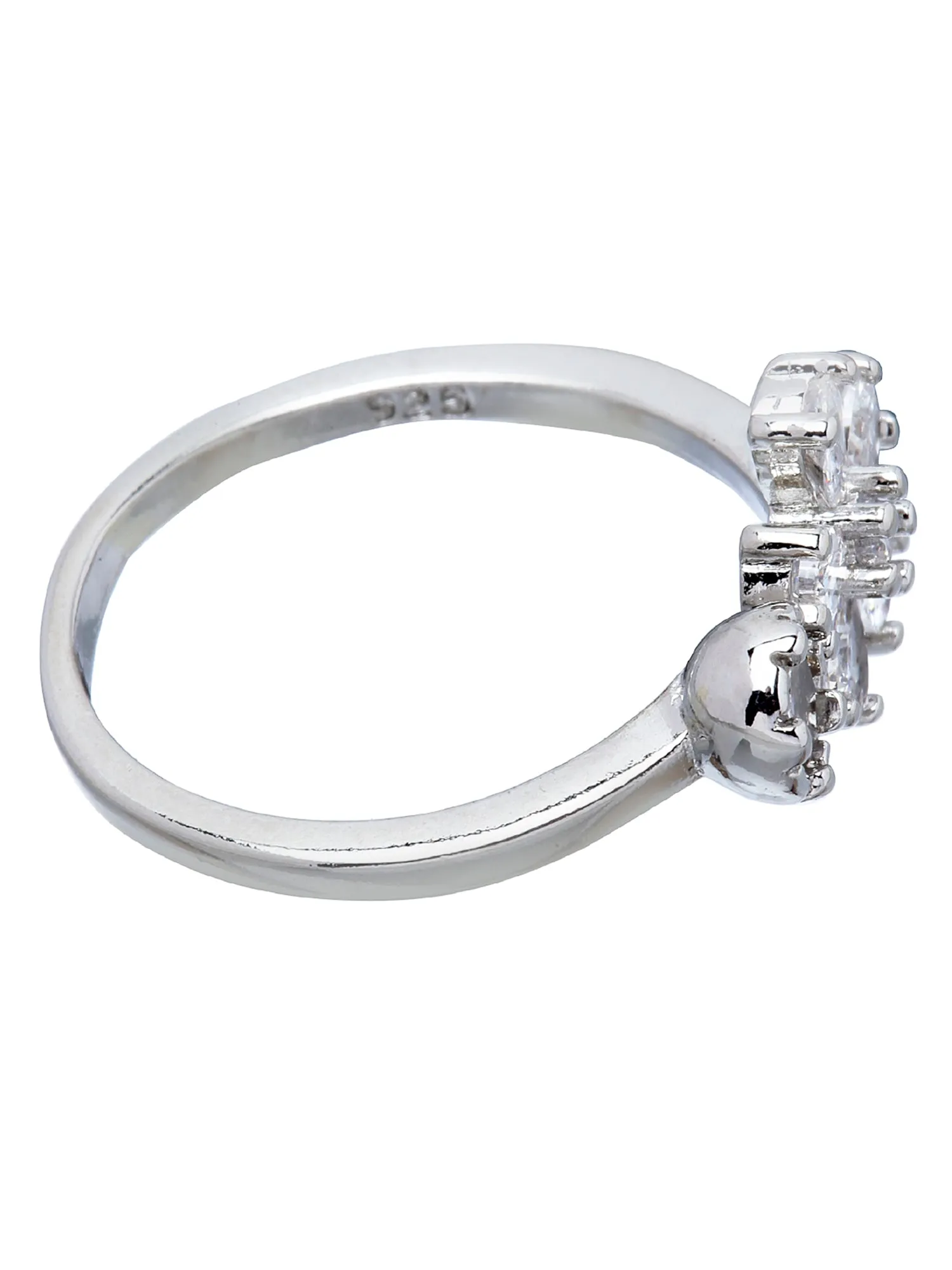 Karatcart Flower Cut Austrian Crystal Adjustable Ring