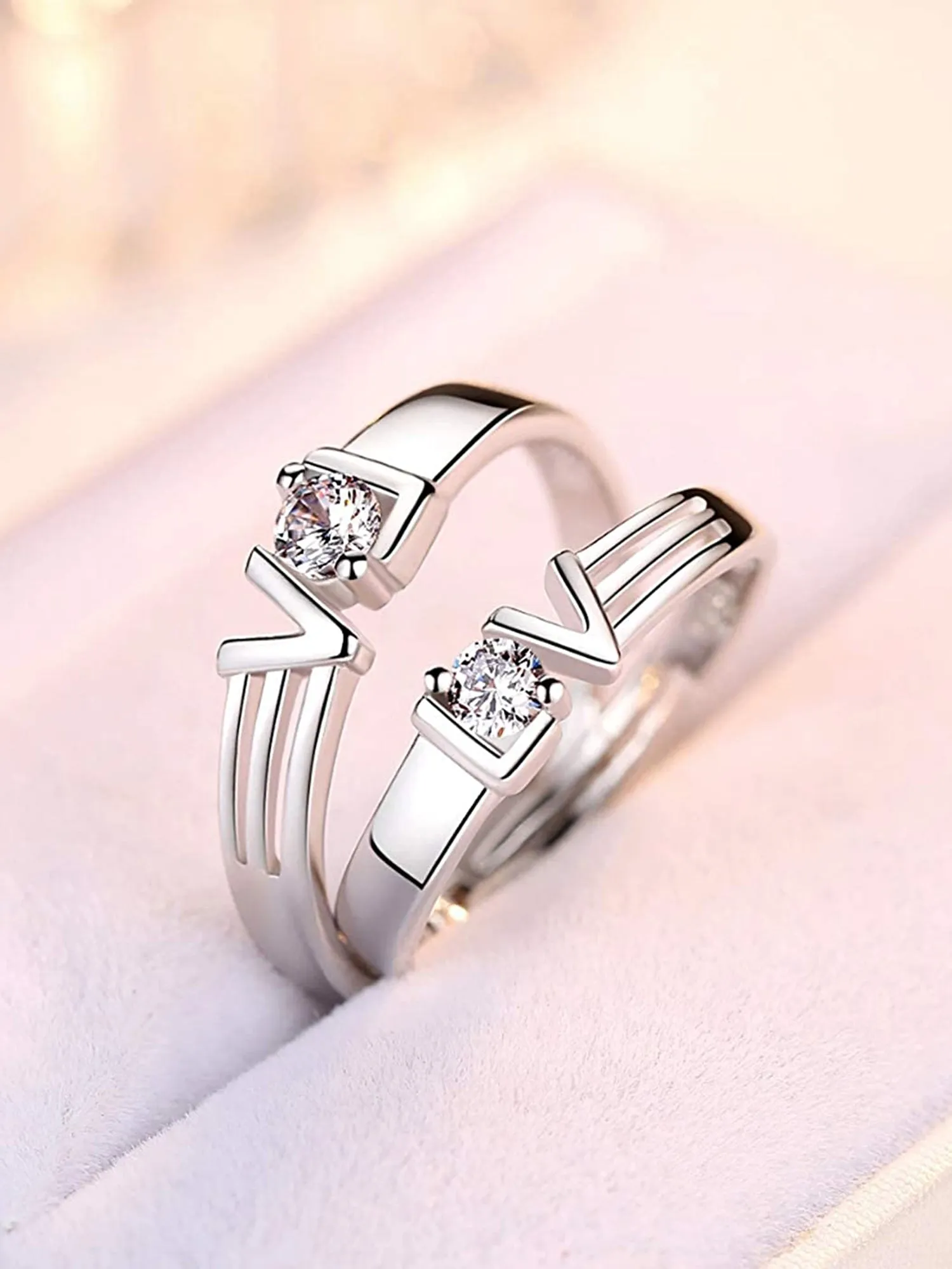 Karatcart LOVE Couple Adjustable Ring for Men and Women