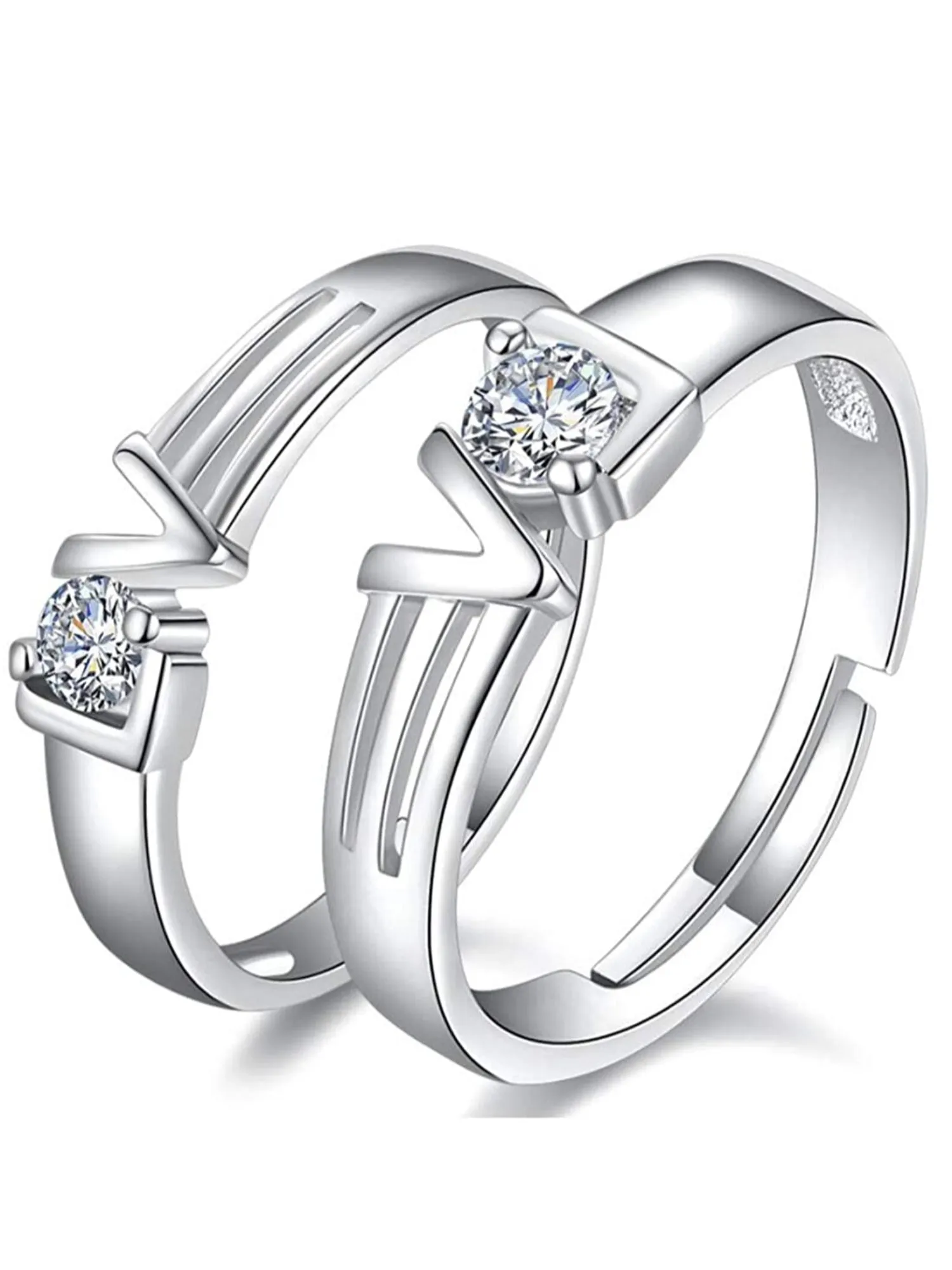 Karatcart LOVE Couple Adjustable Ring for Men and Women