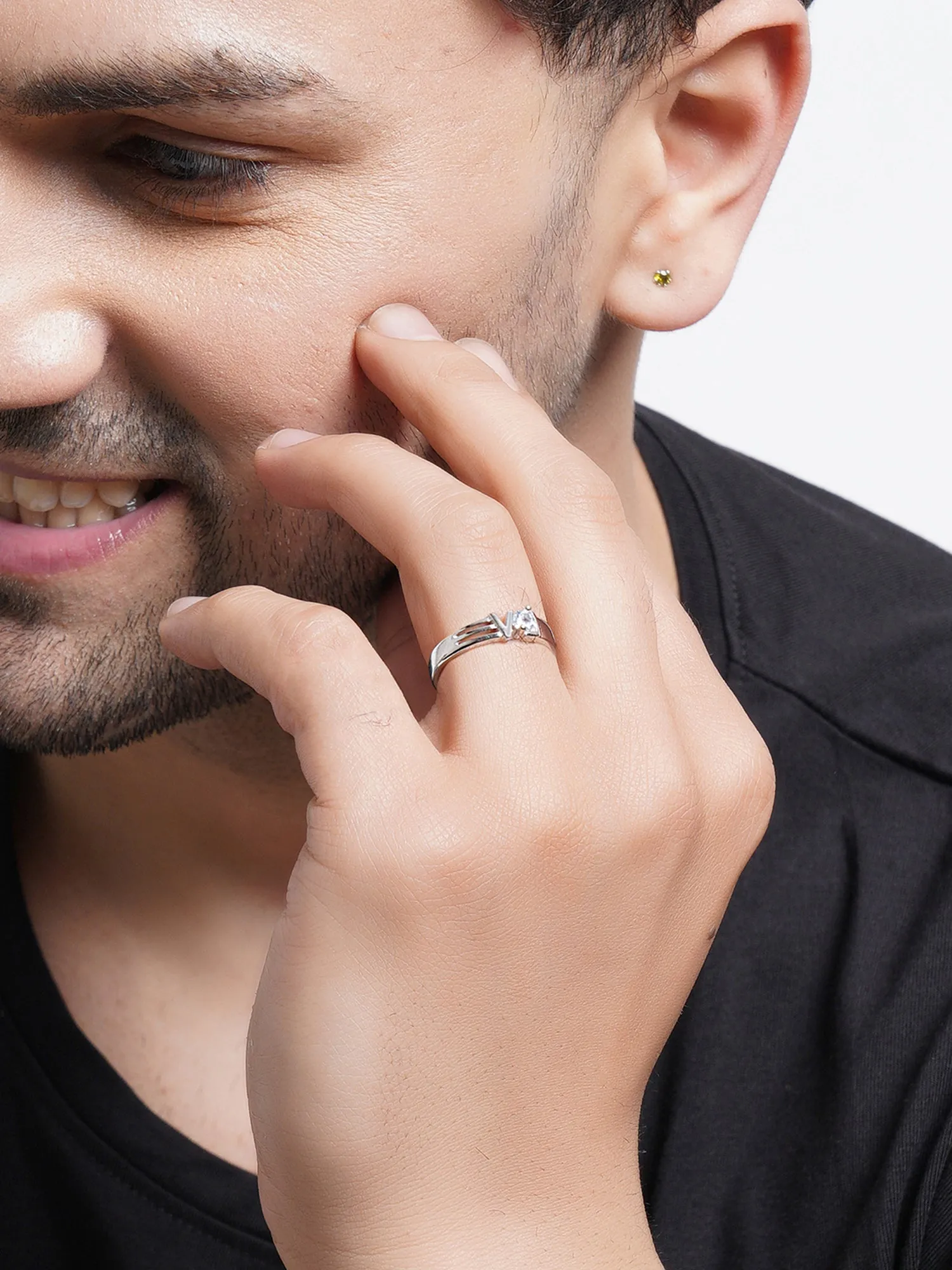 Karatcart LOVE Couple Adjustable Ring for Men and Women