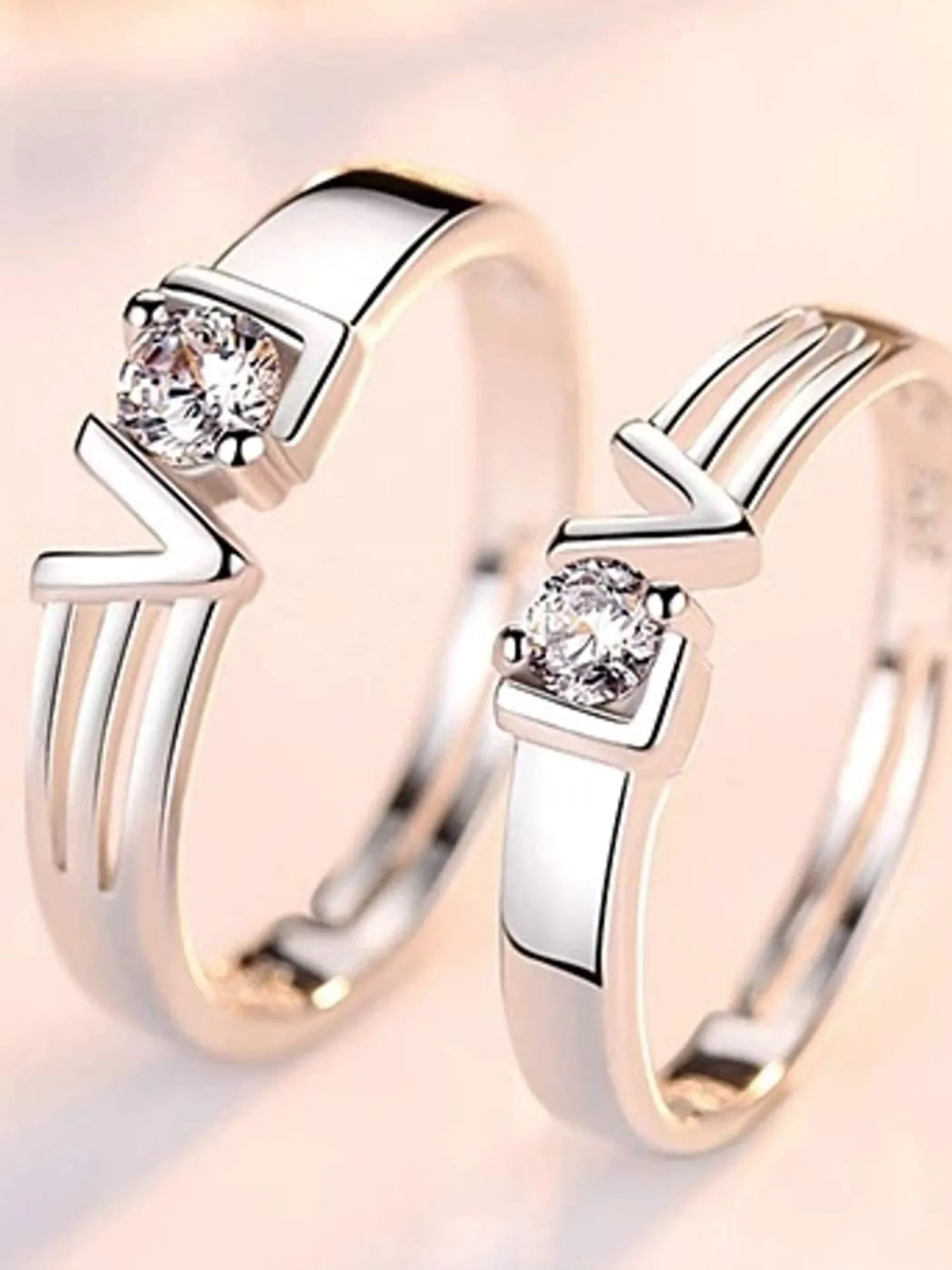 Karatcart LOVE Couple Adjustable Ring for Men and Women