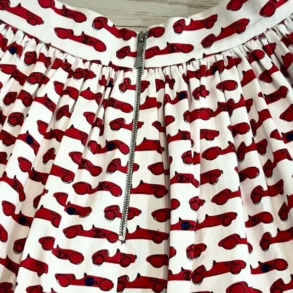 Kate Spade Monaco Red Race Car Pleated Skirt Size 2 Women's Short Skirt
