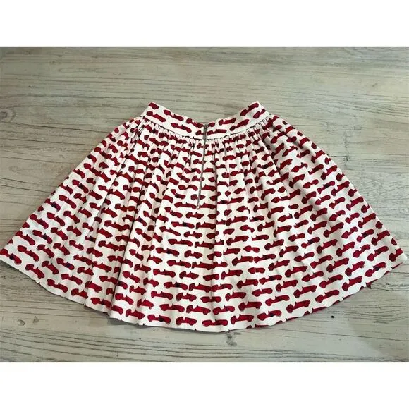 Kate Spade Monaco Red Race Car Pleated Skirt Size 2 Women's Short Skirt