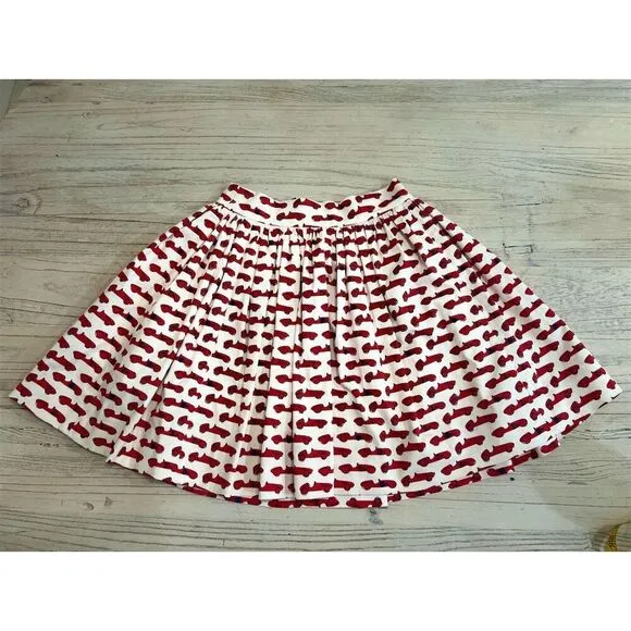 Kate Spade Monaco Red Race Car Pleated Skirt Size 2 Women's Short Skirt