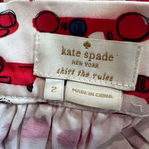 Kate Spade Monaco Red Race Car Pleated Skirt Size 2 Women's Short Skirt