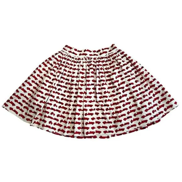 Kate Spade Monaco Red Race Car Pleated Skirt Size 2 Women's Short Skirt