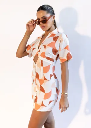 Kiaan Shirt Dress - Peach Geo