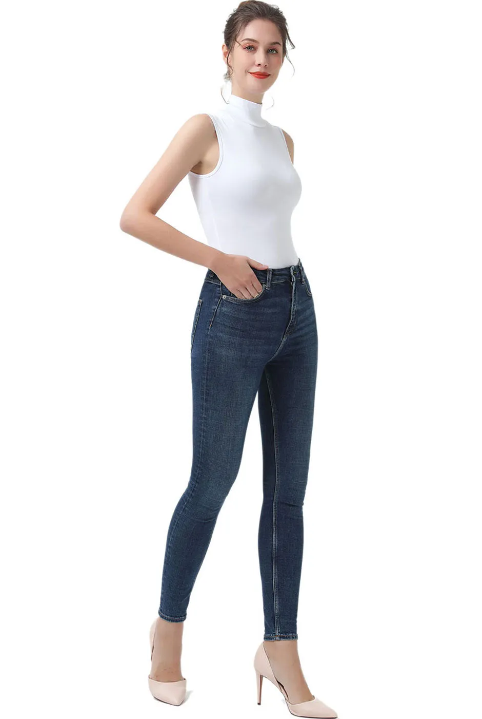 Kimi   Kai Women's Turtleneck Sleeveless Bodysuit