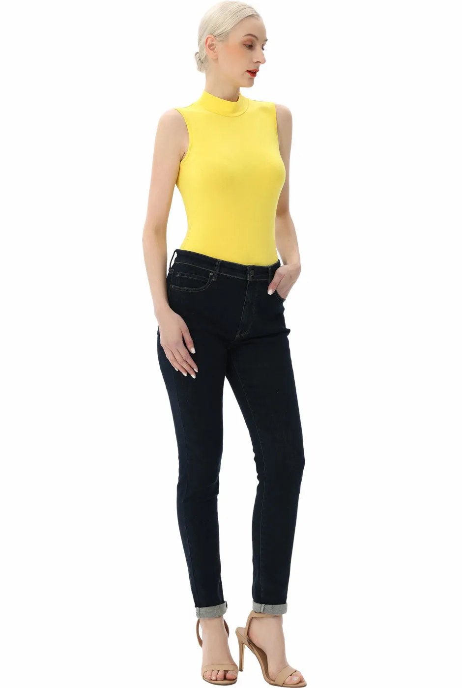 Kimi   Kai Women's Turtleneck Sleeveless Bodysuit