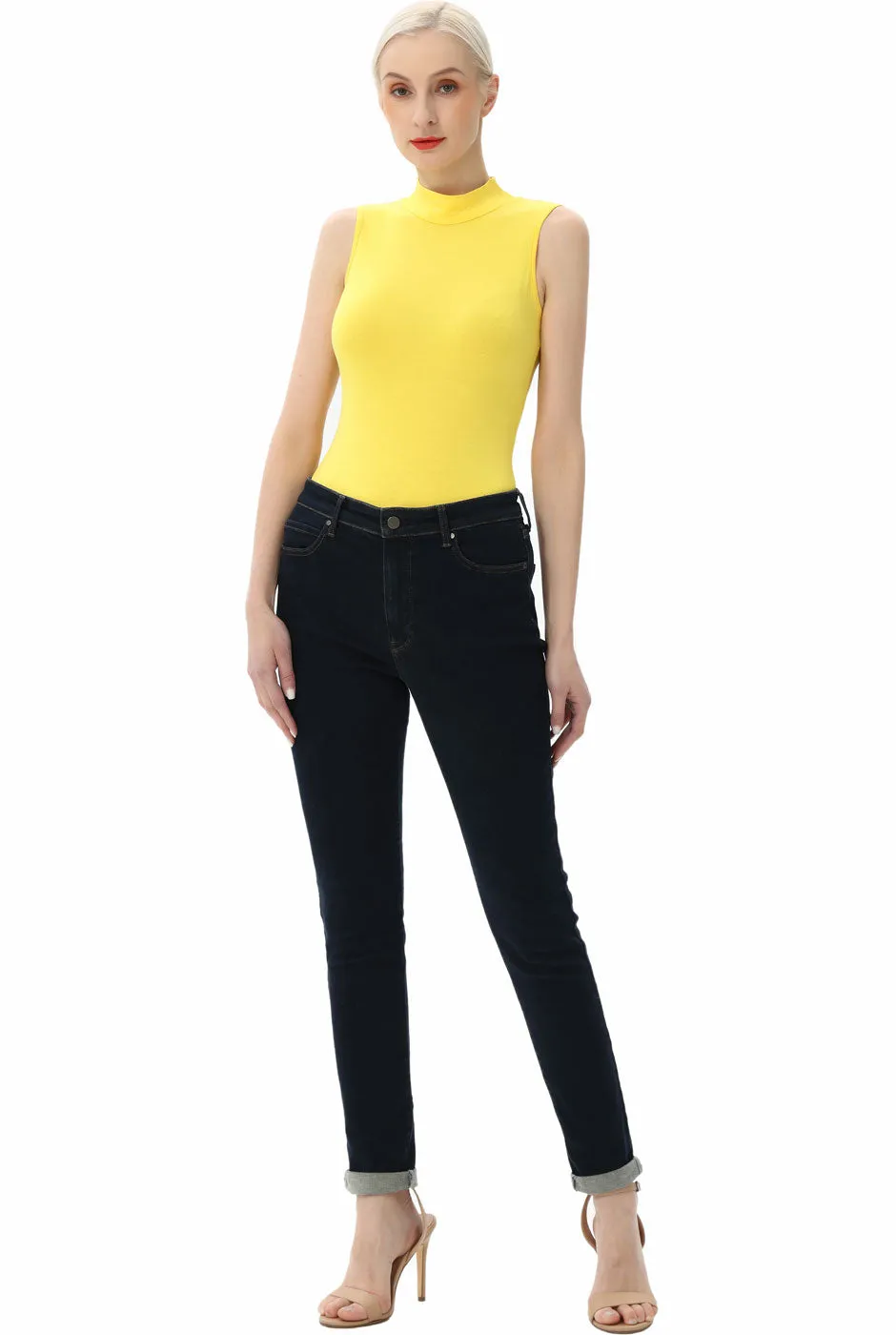 Kimi   Kai Women's Turtleneck Sleeveless Bodysuit