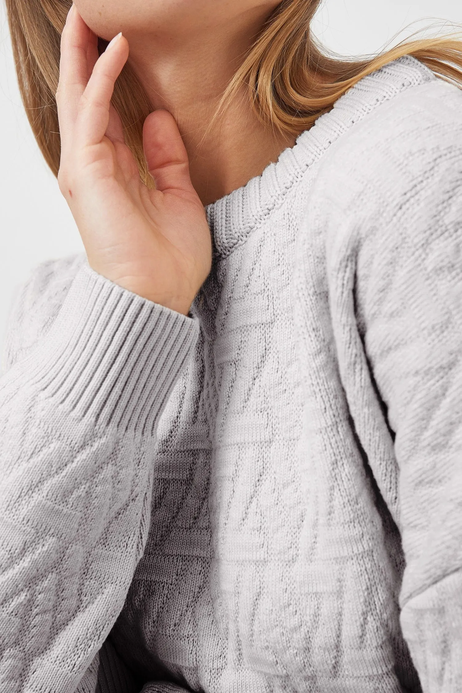 Knitted Organic Cotton Triangle Jumper | Light Grey